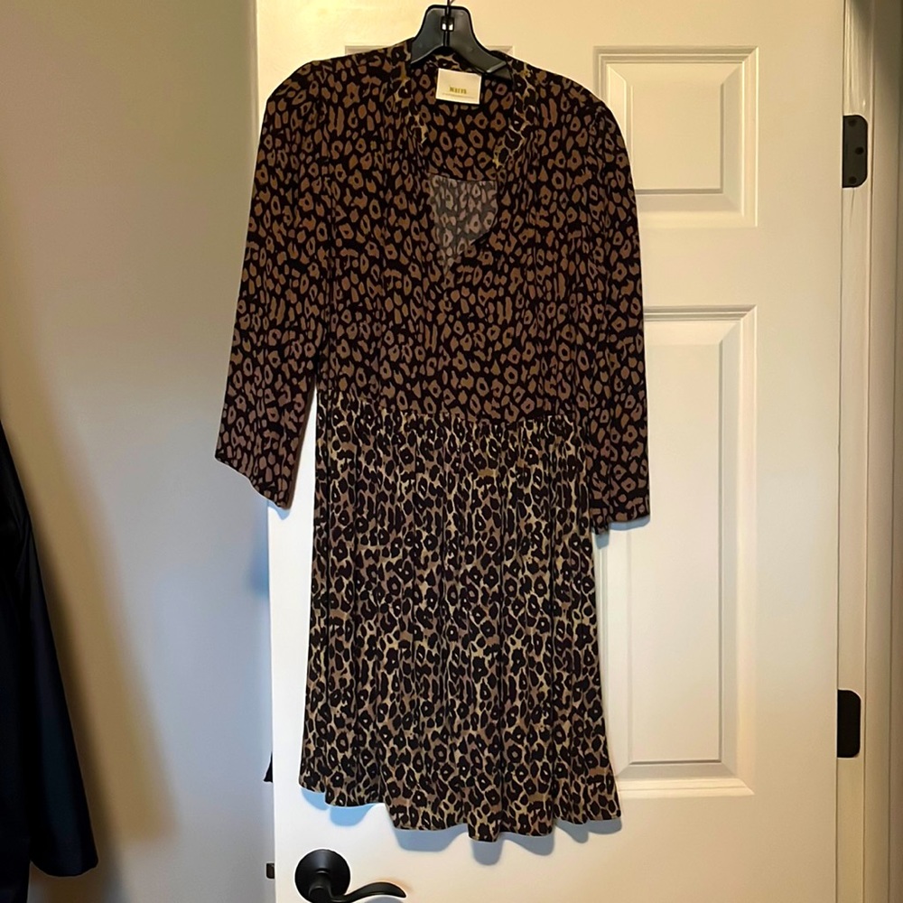 Maeve 3/4 sleeve leopard dress (from Anthropologie)